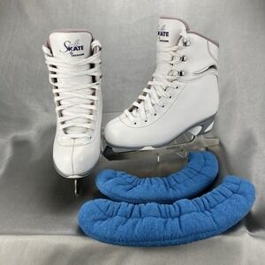 Jackson SoftSkate Figure Skate Girls Size 3 White Purple w/ Mark Blades + Covers